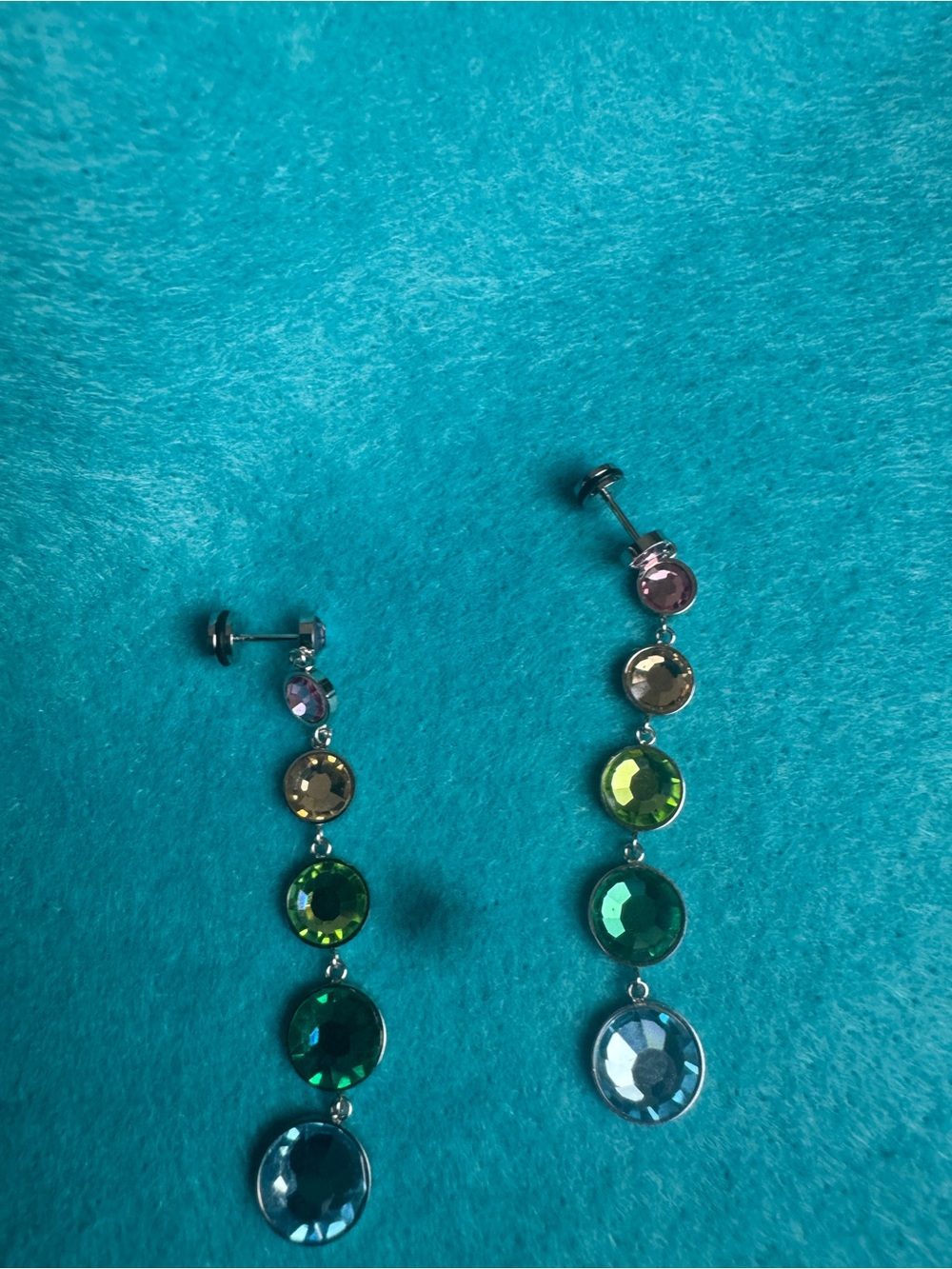 Multi-Color Crystal Linear Drop Earrings - Women's Colorful Dangle Earrings 0192